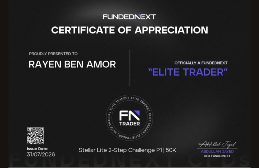 Certificato FundedNext 50K